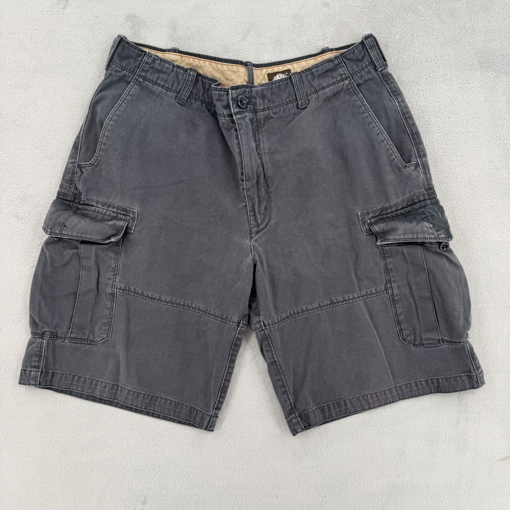 Timberland Mens Cargo Shorts Faded Black Gray Cotton Twill Utility Size 36